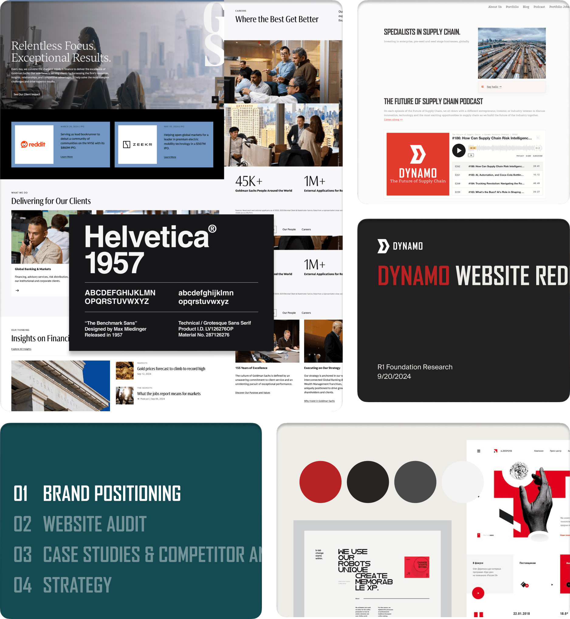 Design mockups and style guide for Dynamo's new website